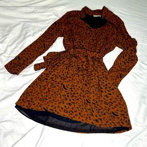Medium Leopard Print Long-Sleeved Dress